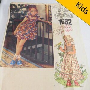 Little Vogue 1632 Clothing Pattern Sun Dress, Bloomers, Scarf complete